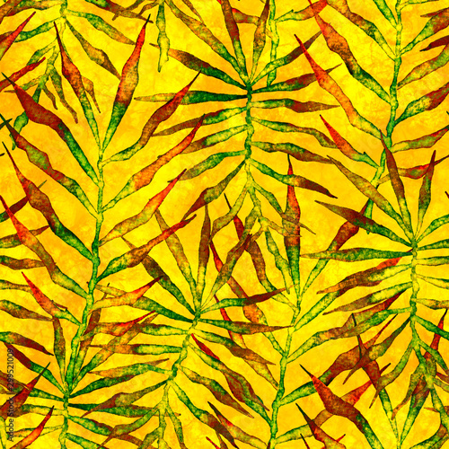 Tropical seamless pattern. Watercolor thorny palm 