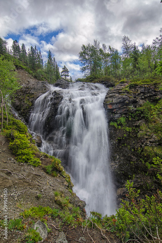 Waterfall on Risjok river in Khibiny Mountains  Kola Peninsula  Russia