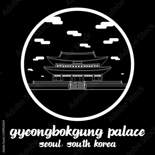 Canvas Print Circle icon line Gyeongbokgung Palace. vector illustration
