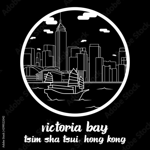 Circle icon line Victoria Bay. vector illustration
