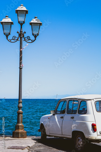  Citroen Vintage car. Parked by the sea. Old Citroen