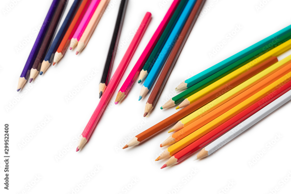 many color pencils isolated on white background. design layout. many color pencils isolated on white background. design layout.