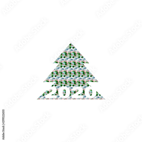 Christmas tree icon vector trend geometric pattern design. Happy New Year 2020. Christmas tree silhouette