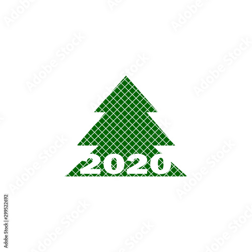 Christmas tree icon vector - green pattern design. Happy New Year 2020. Christmas tree silhouette