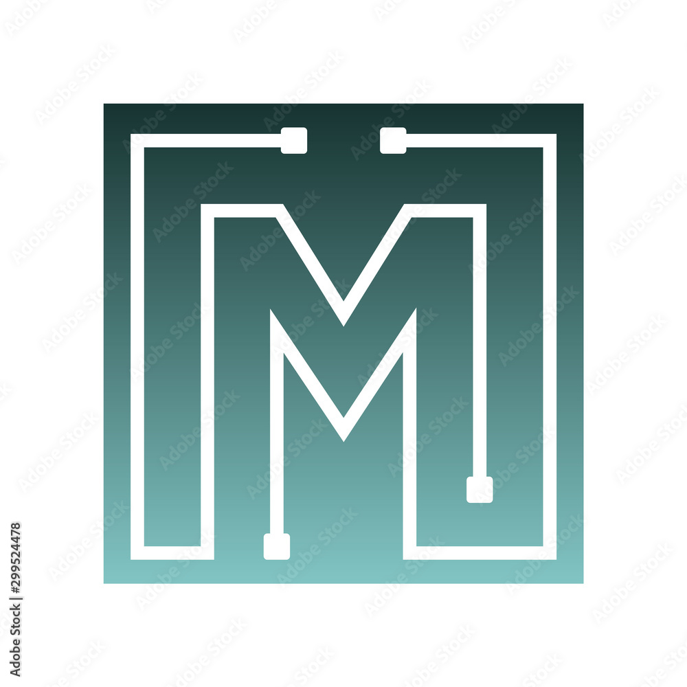 Logo design of M in vector for technology