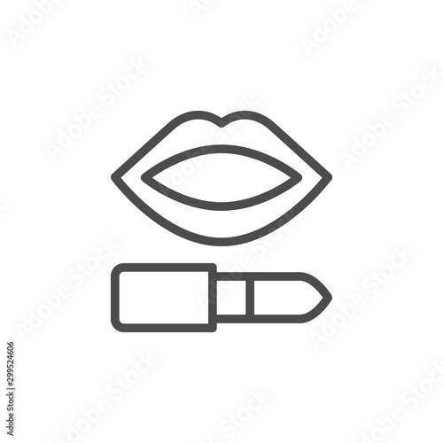 Lips makeup pomade line outline icon