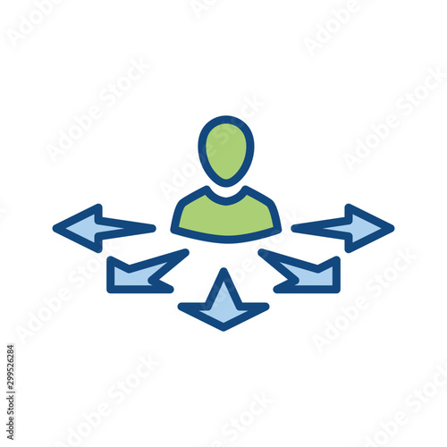 Arrow, directional way sign depicting making a decision or choice icon vector