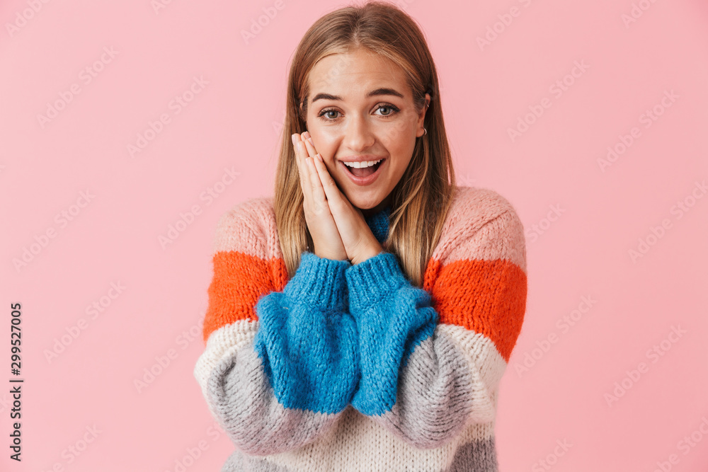 Portrait of a beautiful young lovely girl wearing sweater Portrait of a beautiful young lovely girl wearing sweater