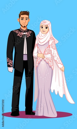 Muslim Wedding dress suit with black, pink, purple, white colors