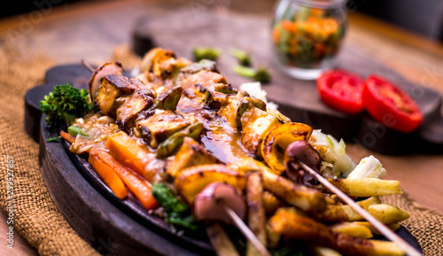 grilled meat and vegetables photo