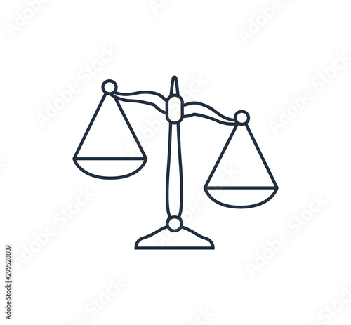 Scales in line design. Libra icon. Scales of justice.