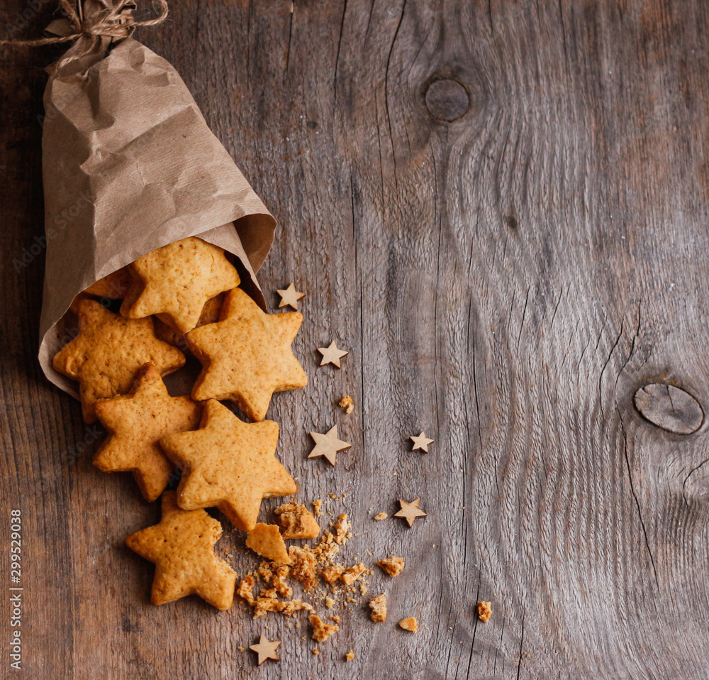 gingerbread cookie on wooden background gingerbread cookie on wooden background