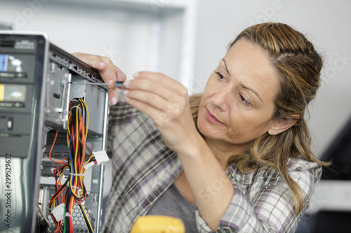 Wallpaper Mural mature woman fixing a computer Torontodigital.ca