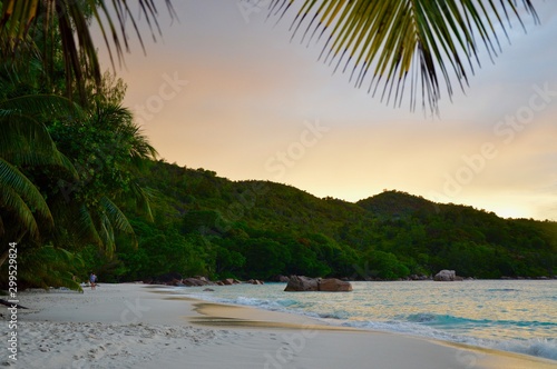 Sunset over Silver Beach, Seychelles 