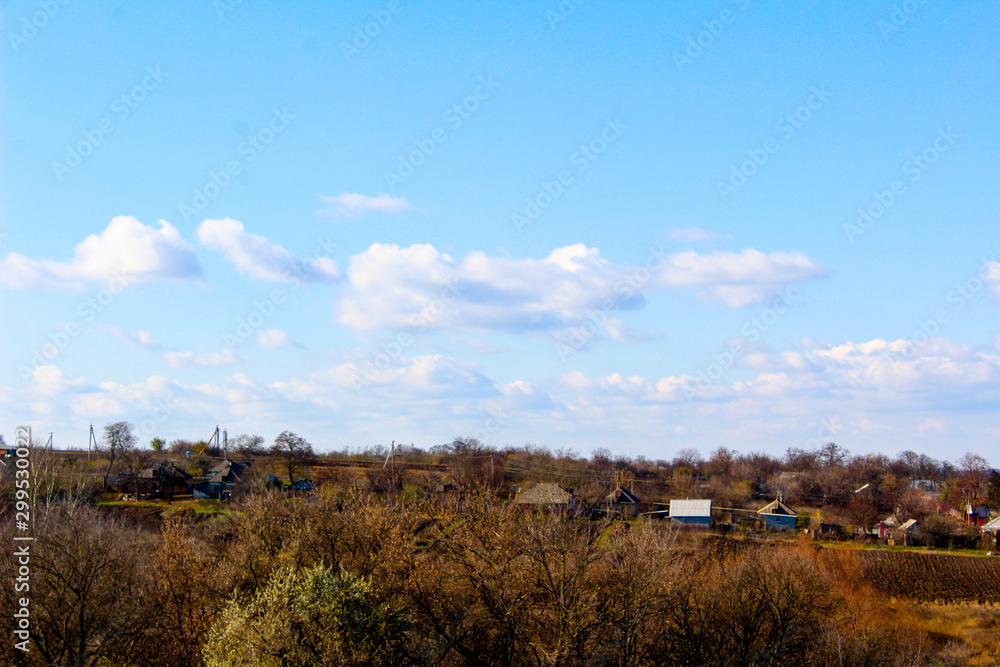 landscape with houses and blue sky landscape with houses and blue sky