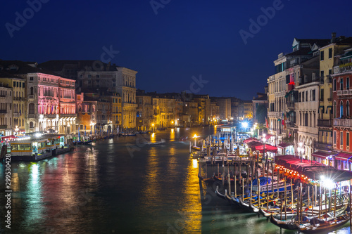 Beautiful scenery of the grand Canal in Venice at night  Italy