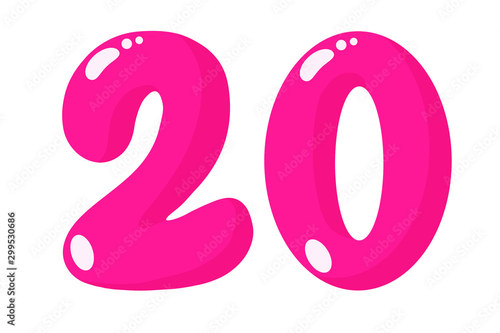 voluminous pink New Year numbers 2020, blank for designer, pattern voluminous pink New Year numbers 2020, blank for designer, pattern