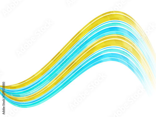 Yellow and skyblue waves on white background.