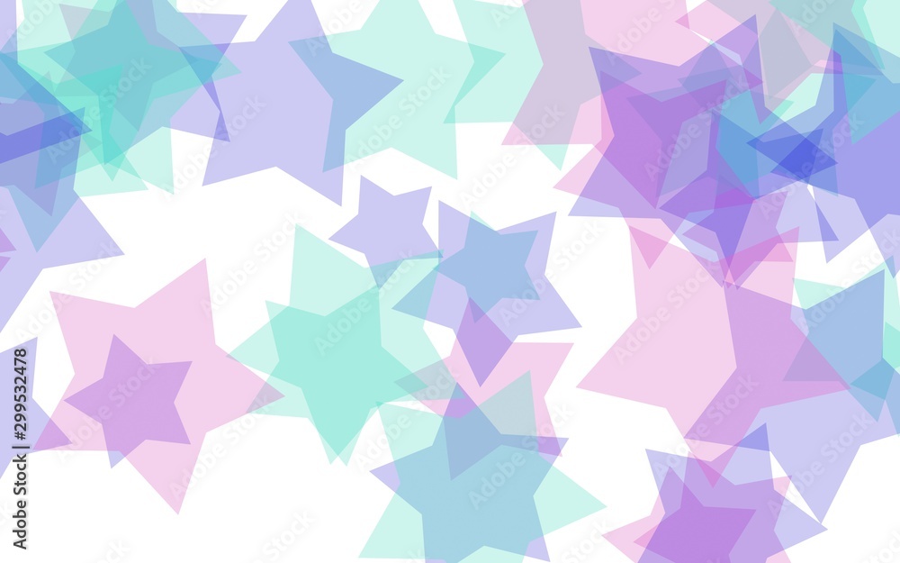 Obraz premium Multicolored translucent stars on a white background. Red tones. 3D illustration