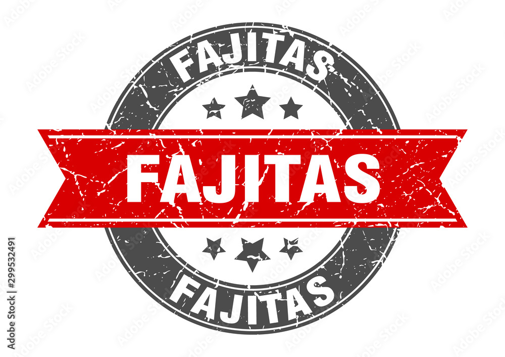 Fototapeta premium fajitas round stamp with red ribbon. fajitas
