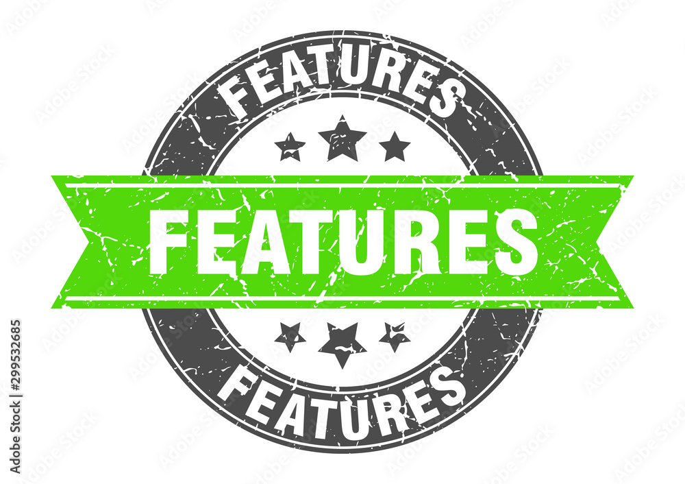 Fototapeta premium features round stamp with green ribbon. features