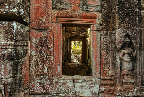 Cambodian Acient Murals and cave paintings on Agkor Wat temple walls
