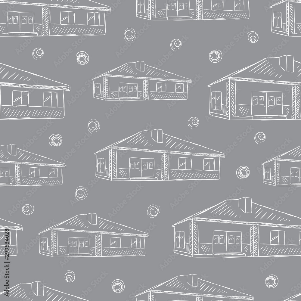 Seamless texture grey house sketch