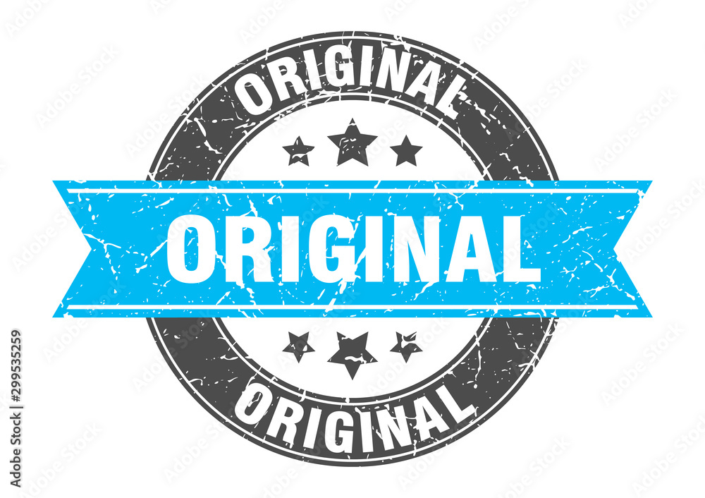 Fototapeta premium original round stamp with turquoise ribbon. original