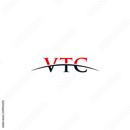 Initial letter VTC, overlapping movement swoosh horizon logo company design inspiration in red and dark blue color vector