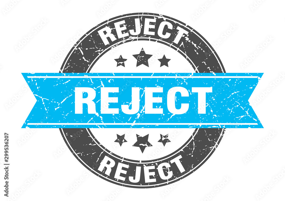 Fototapeta premium reject round stamp with turquoise ribbon. reject