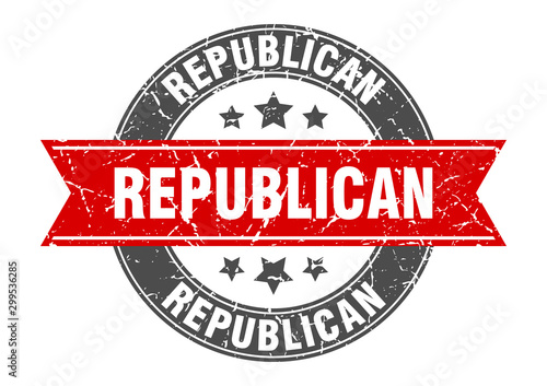 republican round stamp with red ribbon. republican