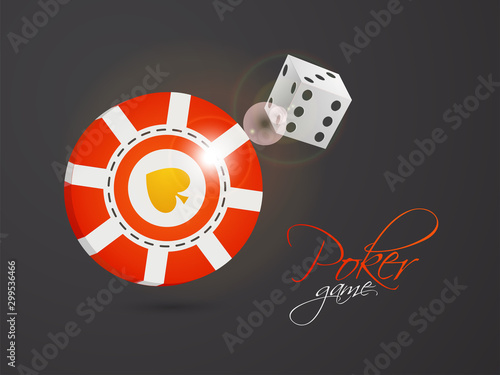 Casino Chip with Dice for Poker Games.