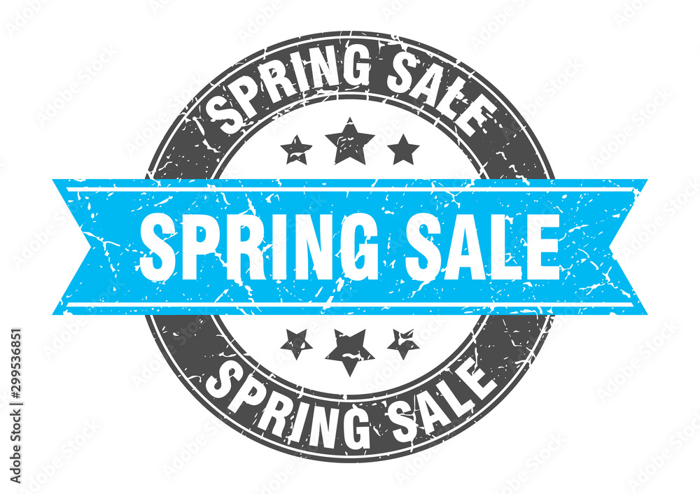 spring sale round stamp with turquoise ribbon. spring sale spring sale round stamp with turquoise ribbon. spring sale