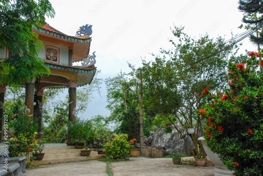 Garden on the top of Marble Mountains in Da Nang, Vietnam 