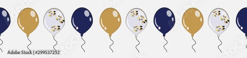 Horizontal Seamless Pattern Of Different Colored Balloon on White Background.