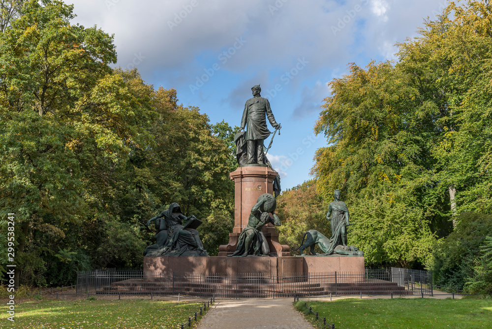 Frontal view of the Bismarck Memorial in the park of the Tiergarten in Berlin, Germany