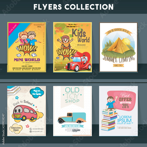 Kids World and Back to School flyers set.