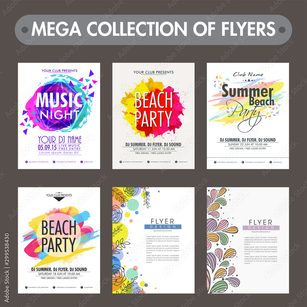 Mega collection of Party and Abstract flyers.
