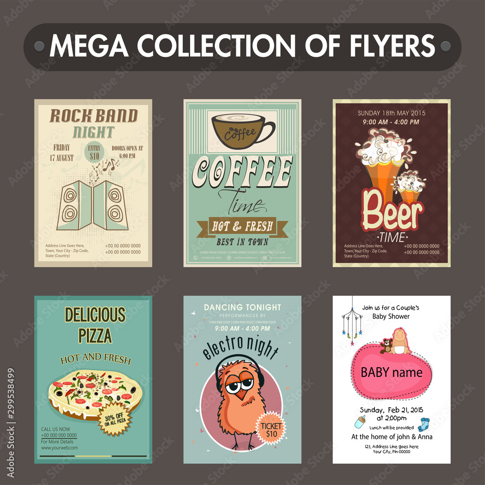Mega collection of different flyers.