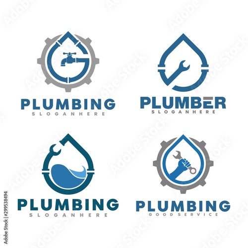 plumbing and service logo icon and template