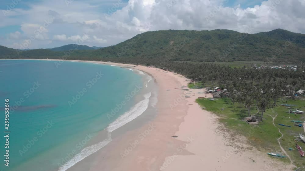 Paradise in El Nido, Nacpan Beach from above, drone shot in Palawan, Philippines Paradise in El Nido, Nacpan Beach from above, drone shot in Palawan, Philippines