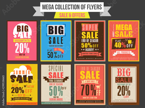 Collection of Sale and Discount flyers.