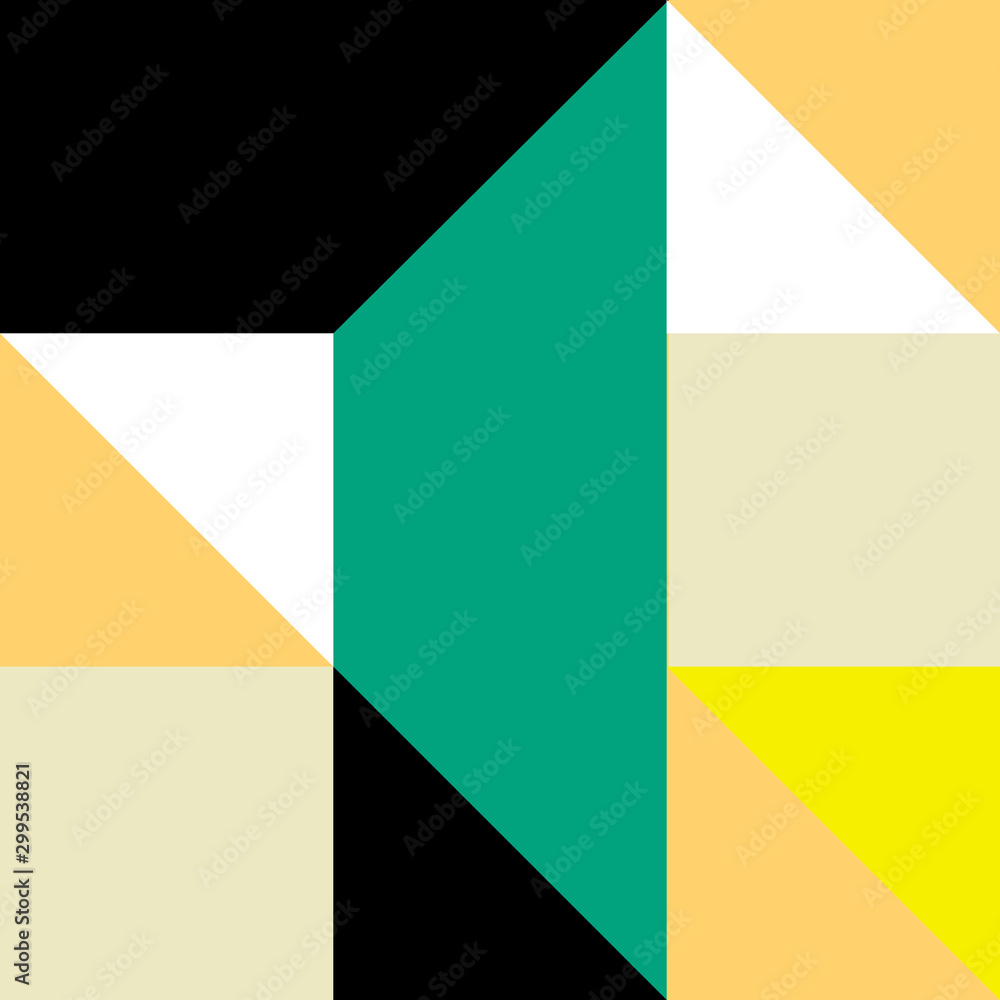 Abstract seamless pattern design in scandinavian style from geometric shapes in different colors. Minimalistic art poster for web banner, branding, business, fashion, fabric prints and wallpapers