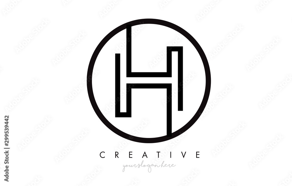 H Letter Icon Logo Design With Monogram Creative Look. Letter Circle Line Design - obrazy, fototapety, plakaty 