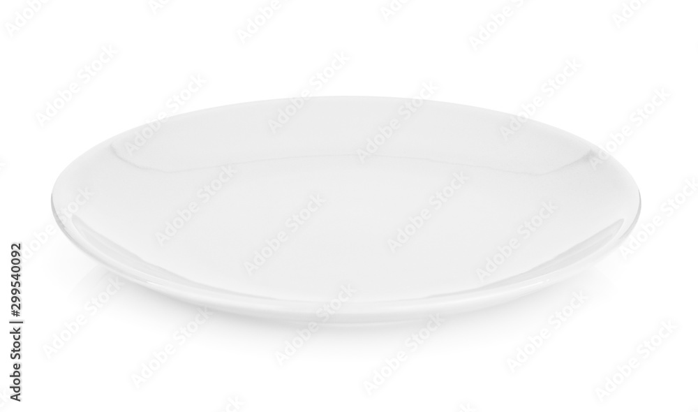 Empty ceramic round plate isolated on white Empty ceramic round plate isolated on white