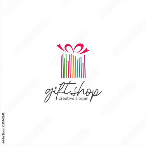 Christmas Gift Logo . Gift Logo Design Vector Stock . Gift Store Shop Logo Template  . Surprise Gift Shop Logo