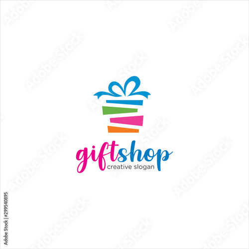 Christmas Gift Logo . Gift Logo Design Vector Stock . Gift Store Shop Logo Template . Surprise Gift Shop Logo