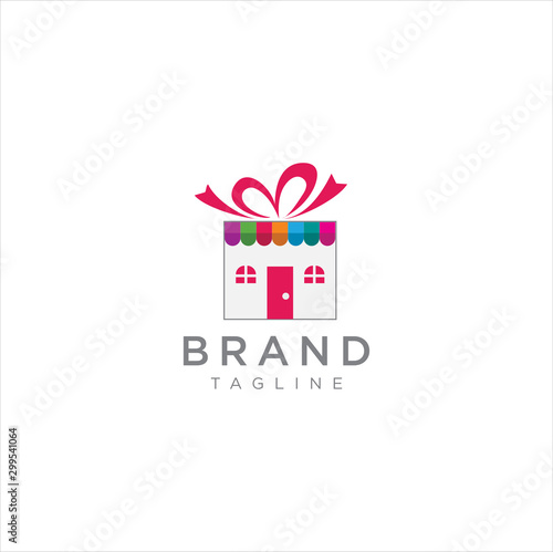 Christmas Gift Logo  . We Gift Logo Design Vector Stock . Gift Store Shop Logo Template  . Surprise Gift Shop Logo