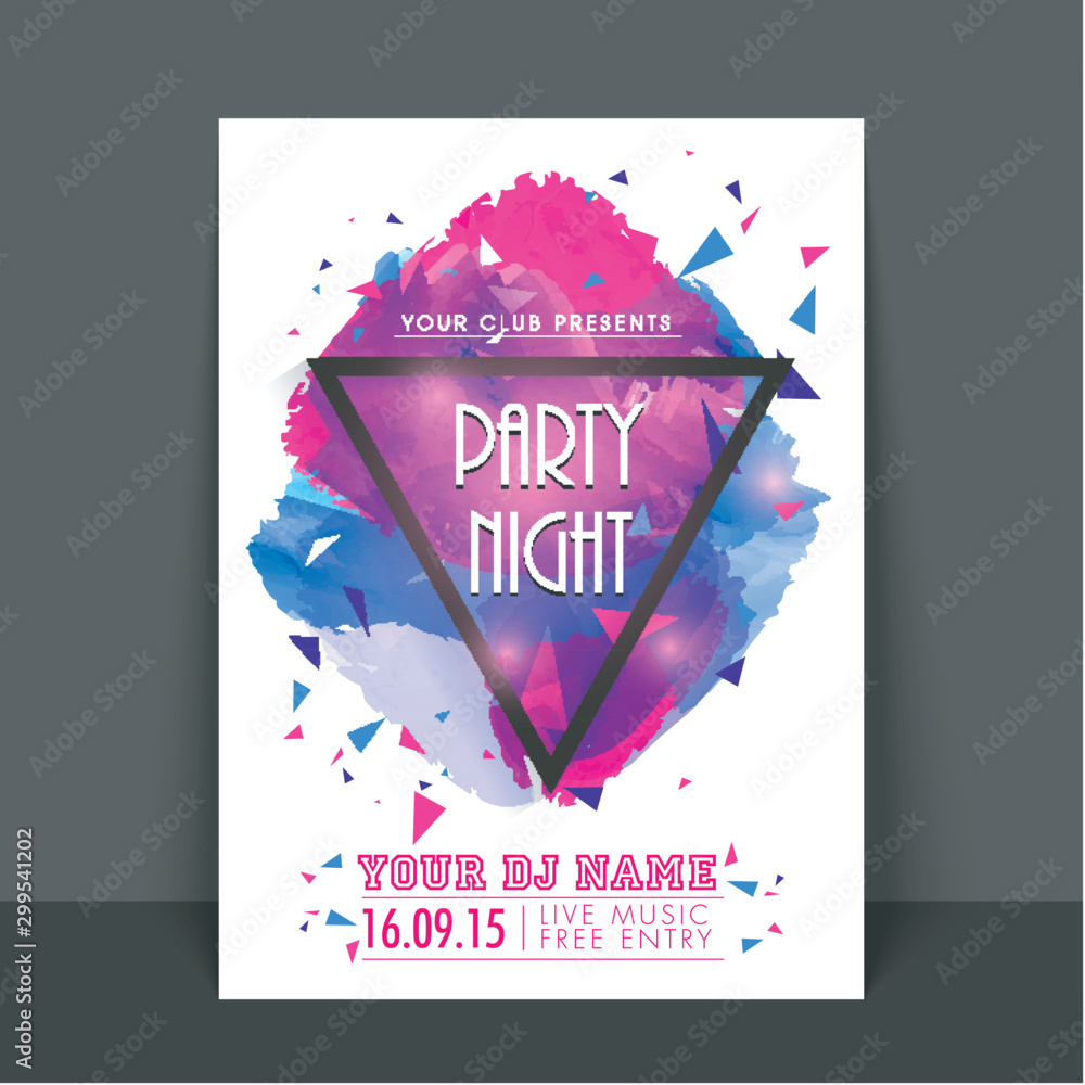 Colorful Flyer, Template for Party Night. - obrazy, fototapety, plakaty 
