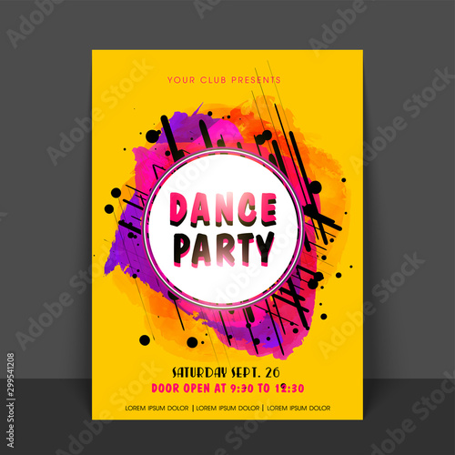 Dance Party Flyer, Template or Banner. photo